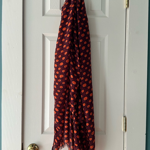 Orange and Black Polka Dot Scarf - Picture 2 of 2